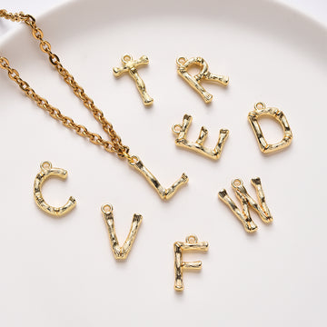 1pc , Alloy 18k Gold Plated Alphabet / Letter Pendant / Charm Bamboo Charm in Gold